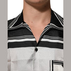 Dolce & Gabbana Black White StripeDot Print Casual Polo Shirt Dolce & Gabbana