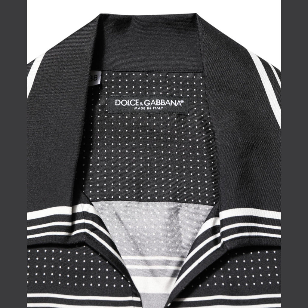 Dolce & Gabbana Black White StripeDot Print Casual Polo Shirt Dolce & Gabbana