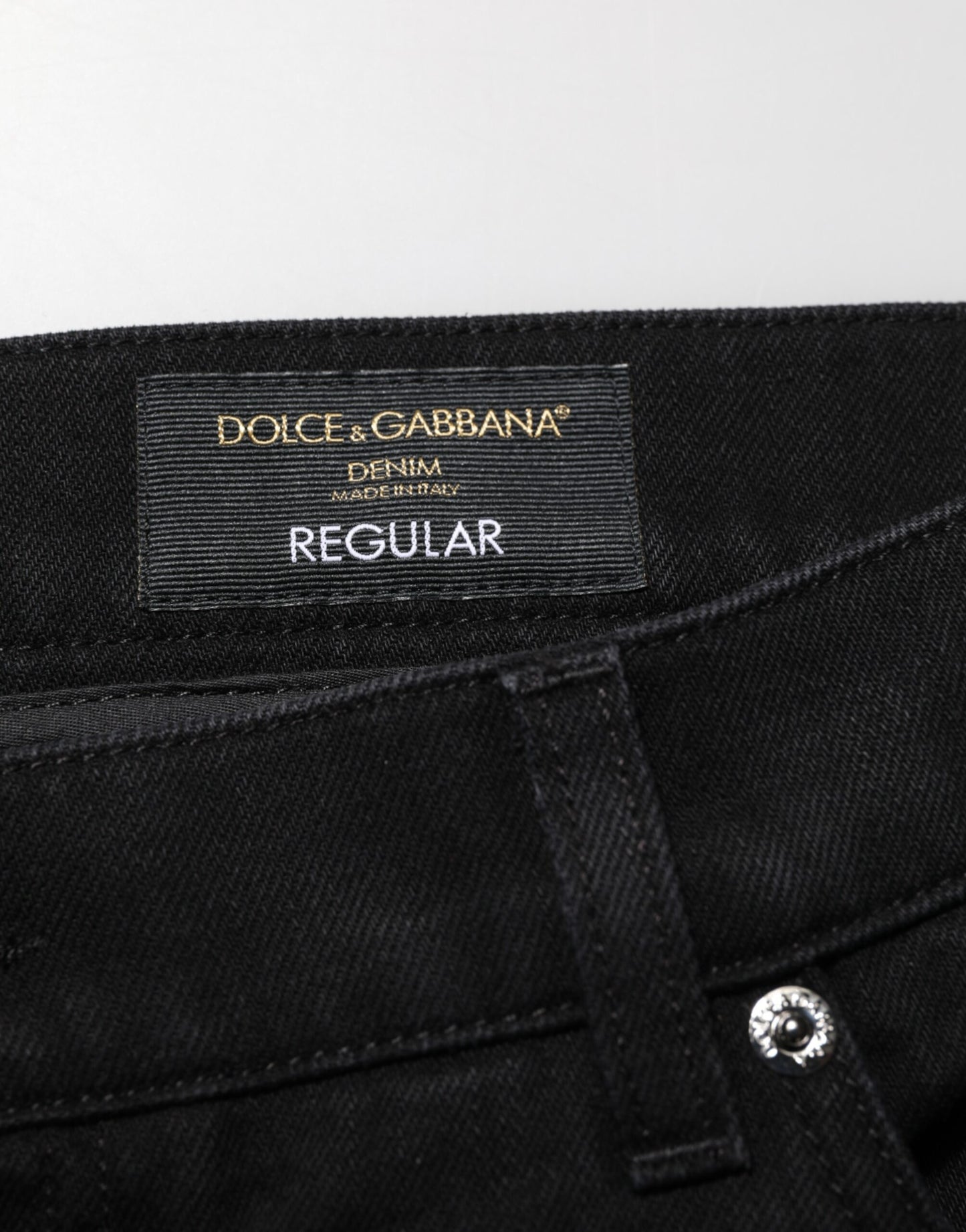 Dolce & Gabbana Black Cotton Regular Denim Men Trouser Jeans