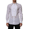 Dolce & Gabbana White Cotton DG Logo Pearl GOLD Formal Shirt