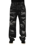 Dolce & Gabbana Black Marbled Effect Straight Men Denim Jeans Dolce & Gabbana