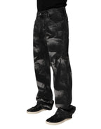Dolce & Gabbana Black Marbled Effect Straight Men Denim Jeans Dolce & Gabbana