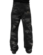 Dolce & Gabbana Black Marbled Effect Straight Men Denim Jeans Dolce & Gabbana