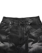 Dolce & Gabbana Black Marbled Effect Straight Men Denim Jeans Dolce & Gabbana