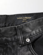 Dolce & Gabbana Black Marbled Effect Straight Men Denim Jeans Dolce & Gabbana