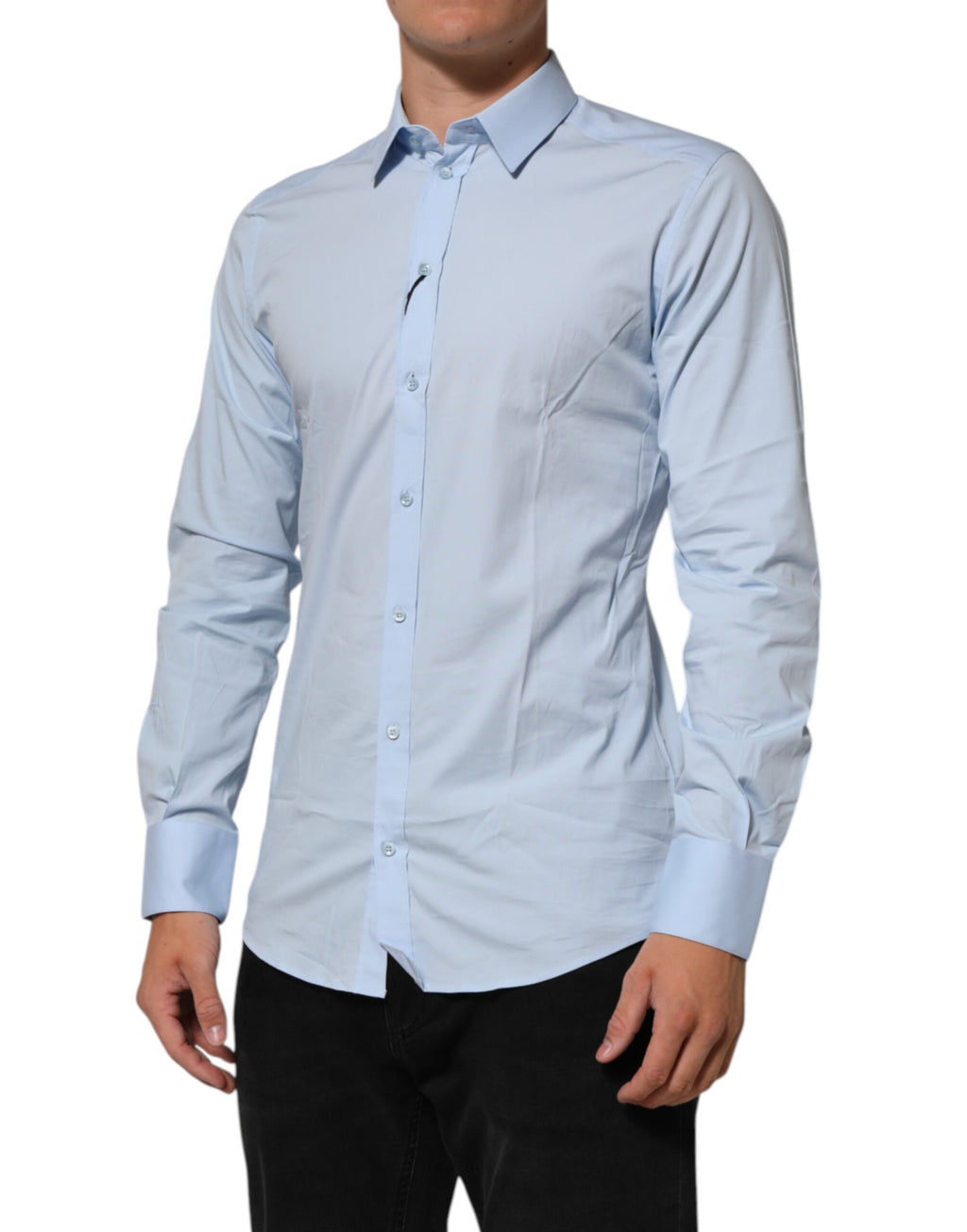 Dolce & Gabbana Light Blue Cotton GOLD Formal Men Dress Shirt Dolce & Gabbana