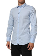 Dolce & Gabbana Light Blue Cotton GOLD Formal Men Dress Shirt Dolce & Gabbana