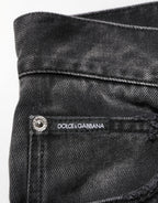 Dolce & Gabbana Black Marbled Effect Straight Men Denim Jeans Dolce & Gabbana