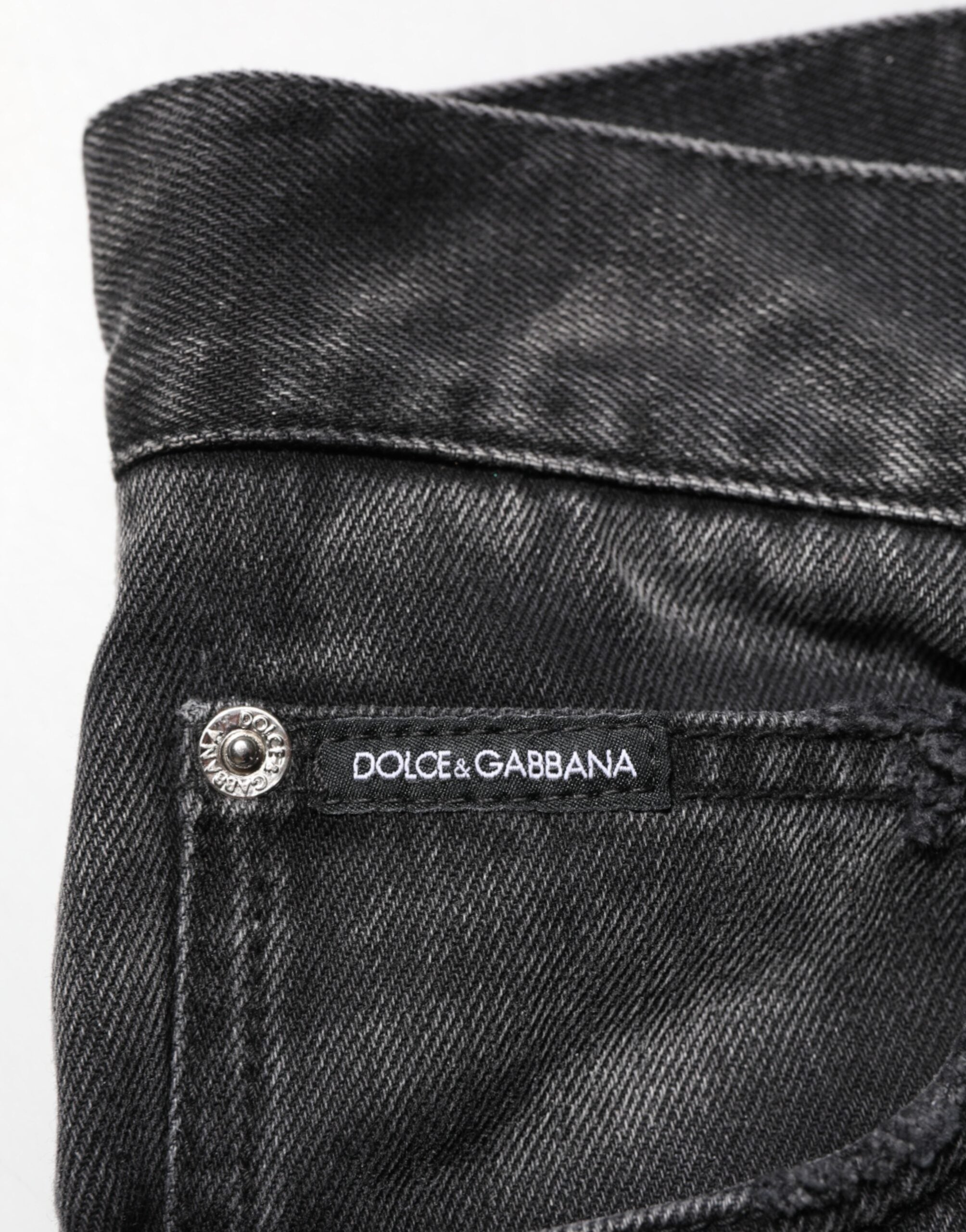 Dolce & Gabbana Black Marbled Effect Straight Men Denim Jeans Dolce & Gabbana