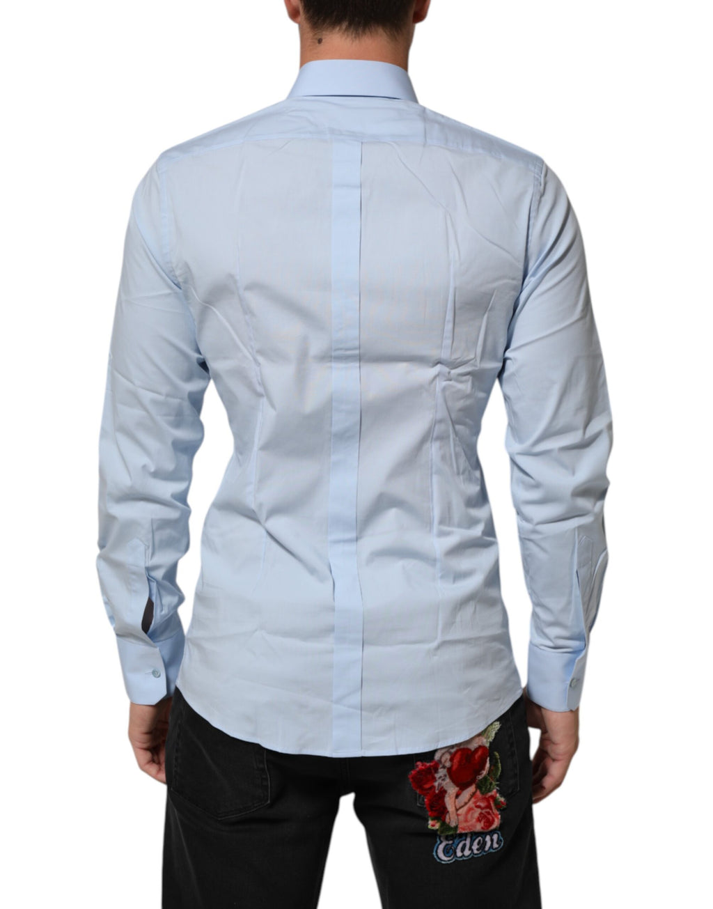 Dolce & Gabbana Light Blue Cotton GOLD Formal Men Dress Shirt Dolce & Gabbana