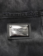 Dolce & Gabbana Black Marbled Effect Straight Men Denim Jeans Dolce & Gabbana