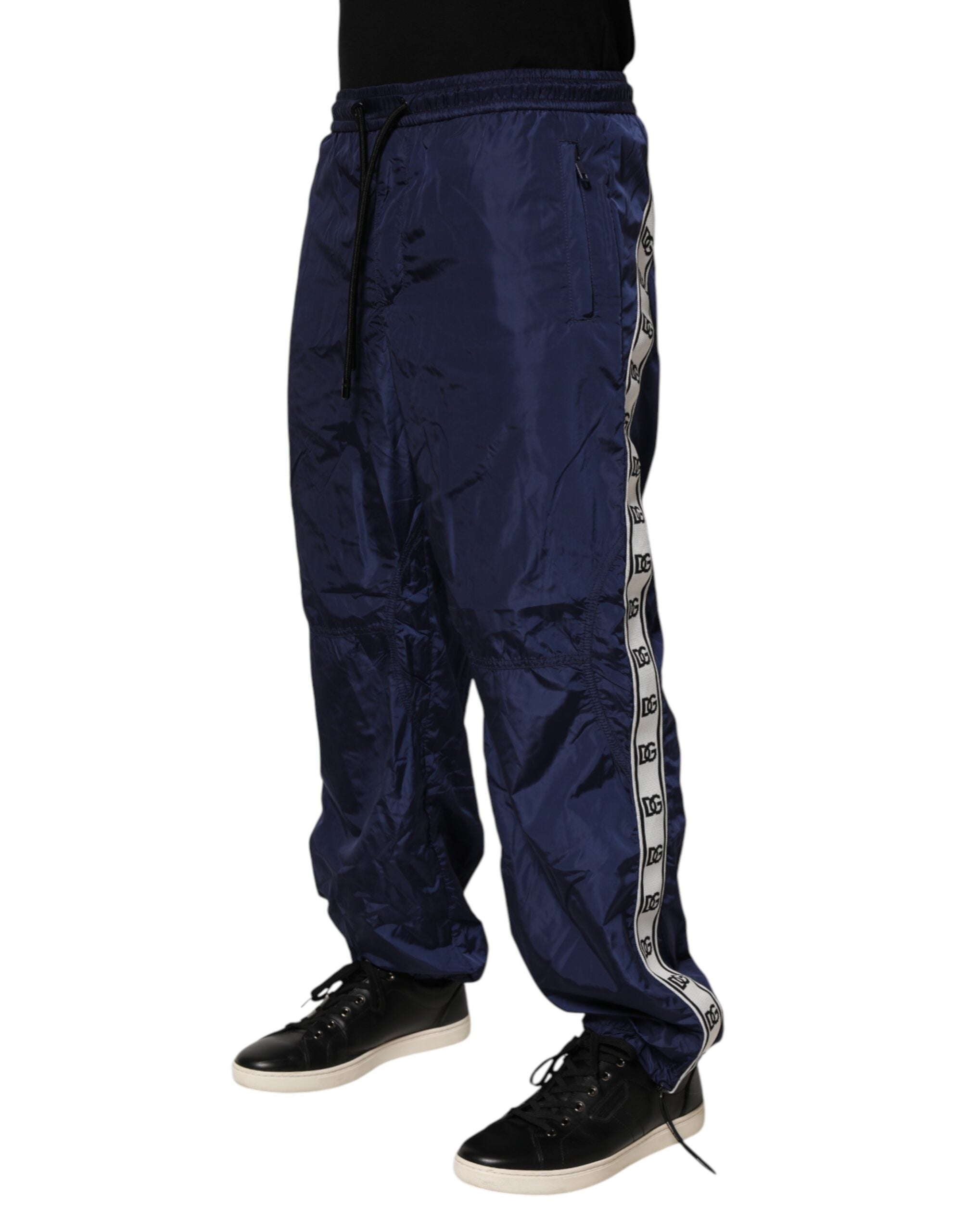 Dolce & Gabbana Blue Nylon Straight Jogger Sweatpants Pants Dolce & Gabbana