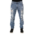 Dolce & Gabbana Blue Tattered Slim Fit Cotton Denim Jeans Dolce & Gabbana