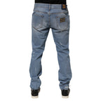 Dolce & Gabbana Blue Tattered Slim Fit Cotton Denim Jeans Dolce & Gabbana