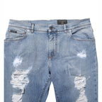 Dolce & Gabbana Blue Tattered Slim Fit Cotton Denim Jeans Dolce & Gabbana