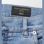 Dolce & Gabbana Blue Tattered Slim Fit Cotton Denim Jeans Dolce & Gabbana