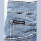 Dolce & Gabbana Blue Tattered Slim Fit Cotton Denim Jeans Dolce & Gabbana