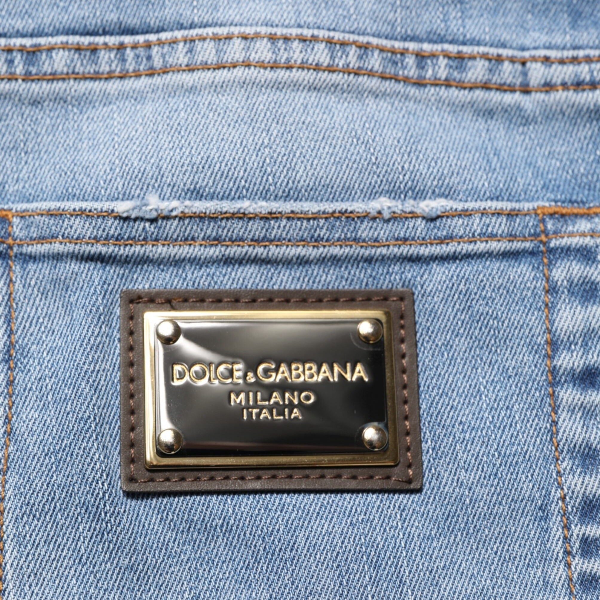 Dolce & Gabbana Blue Tattered Slim Fit Cotton Denim Jeans Dolce & Gabbana