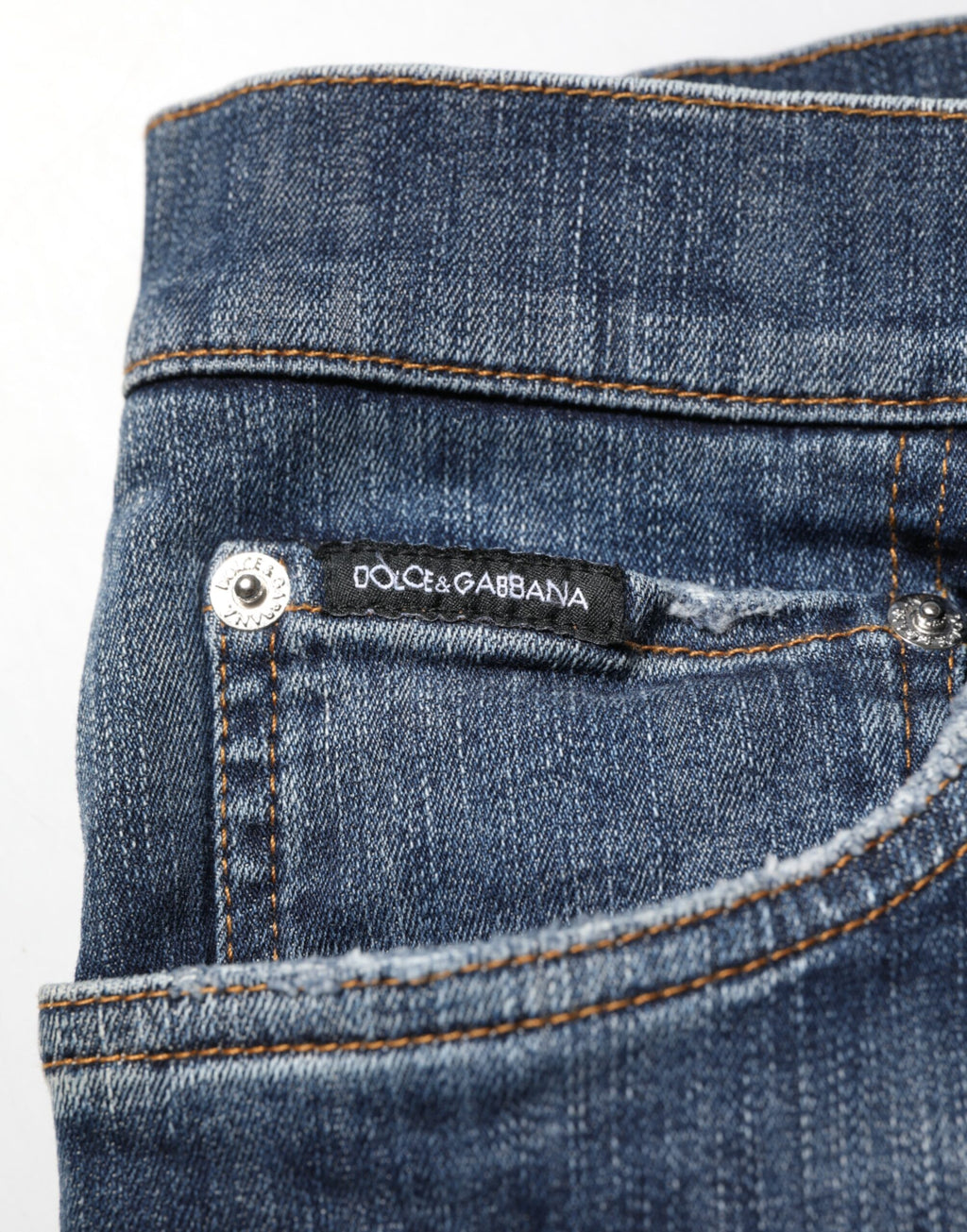 Dolce & Gabbana Dark Blue Washed Running Ripped Denim Jeans Dolce & Gabbana