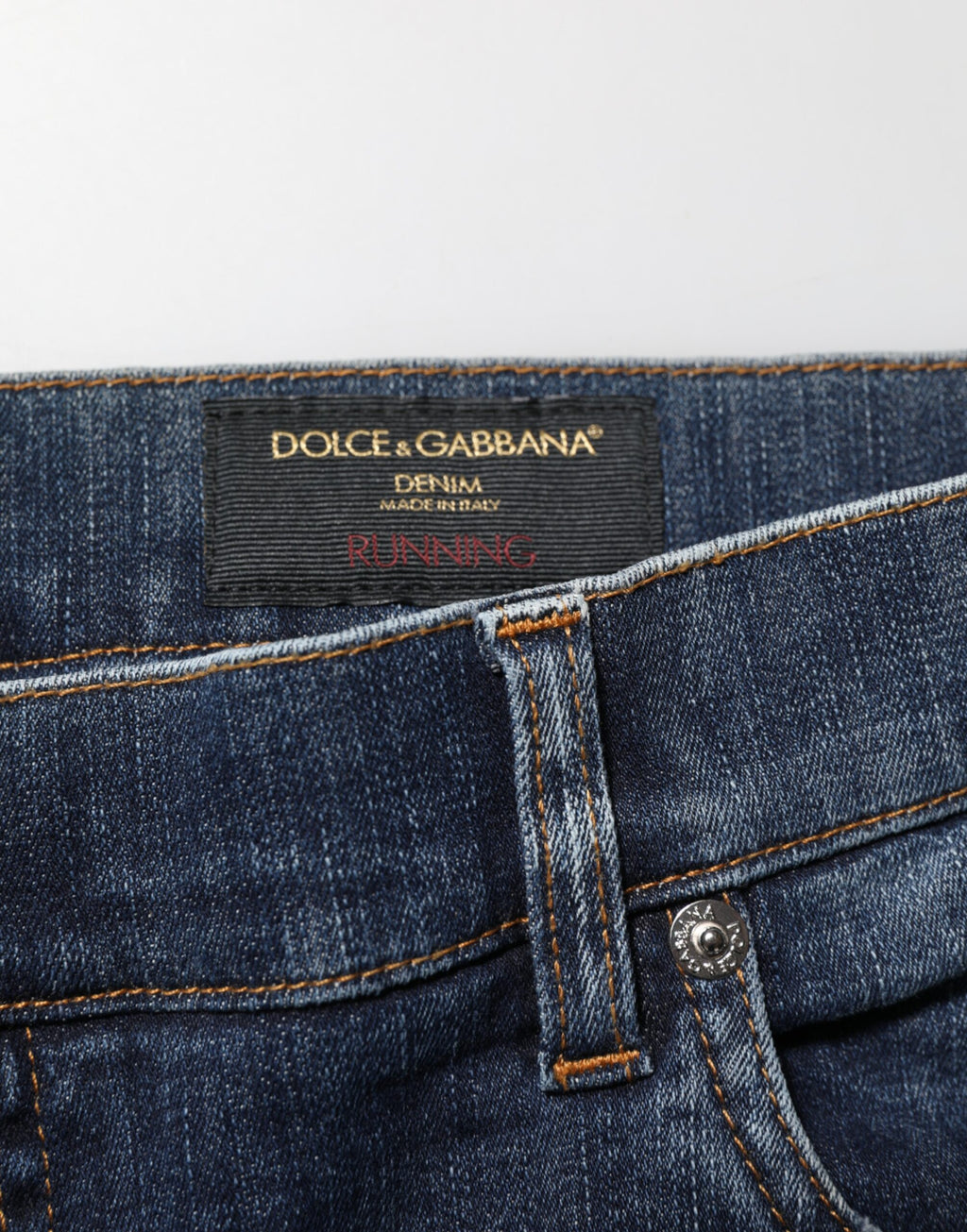 Dolce & Gabbana Dark Blue Washed Running Ripped Denim Jeans Dolce & Gabbana