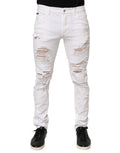 Dolce & Gabbana White Distressed Ripped Denim Trouser Jeans Dolce & Gabbana