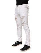 Dolce & Gabbana White Distressed Ripped Denim Trouser Jeans Dolce & Gabbana