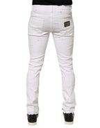Dolce & Gabbana White Distressed Ripped Denim Trouser Jeans Dolce & Gabbana