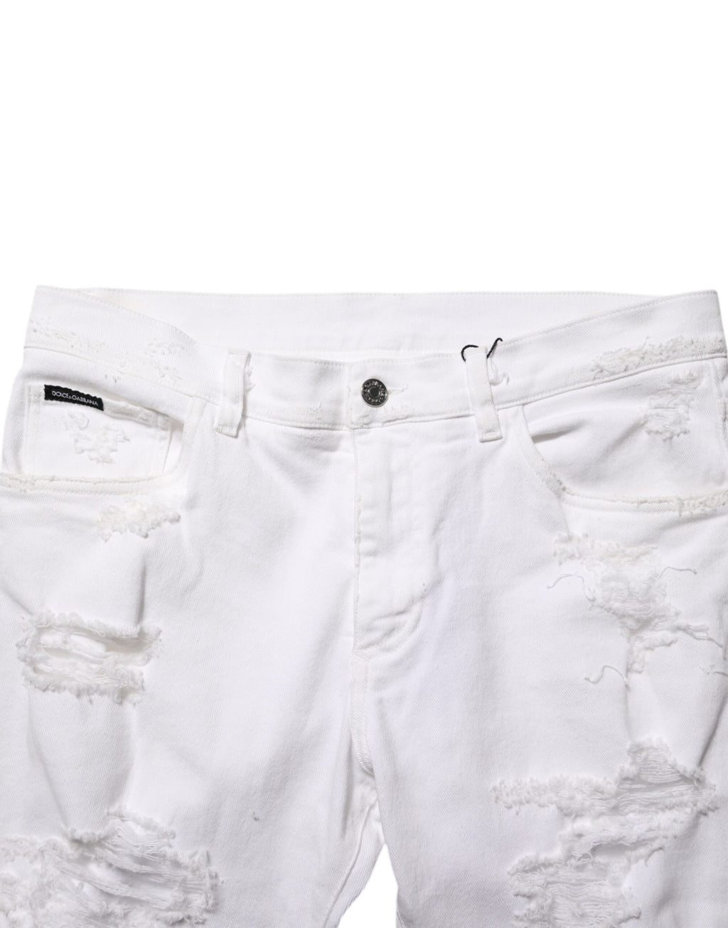 Dolce & Gabbana White Distressed Ripped Denim Trouser Jeans Dolce & Gabbana