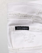 Dolce & Gabbana White Distressed Ripped Denim Trouser Jeans Dolce & Gabbana