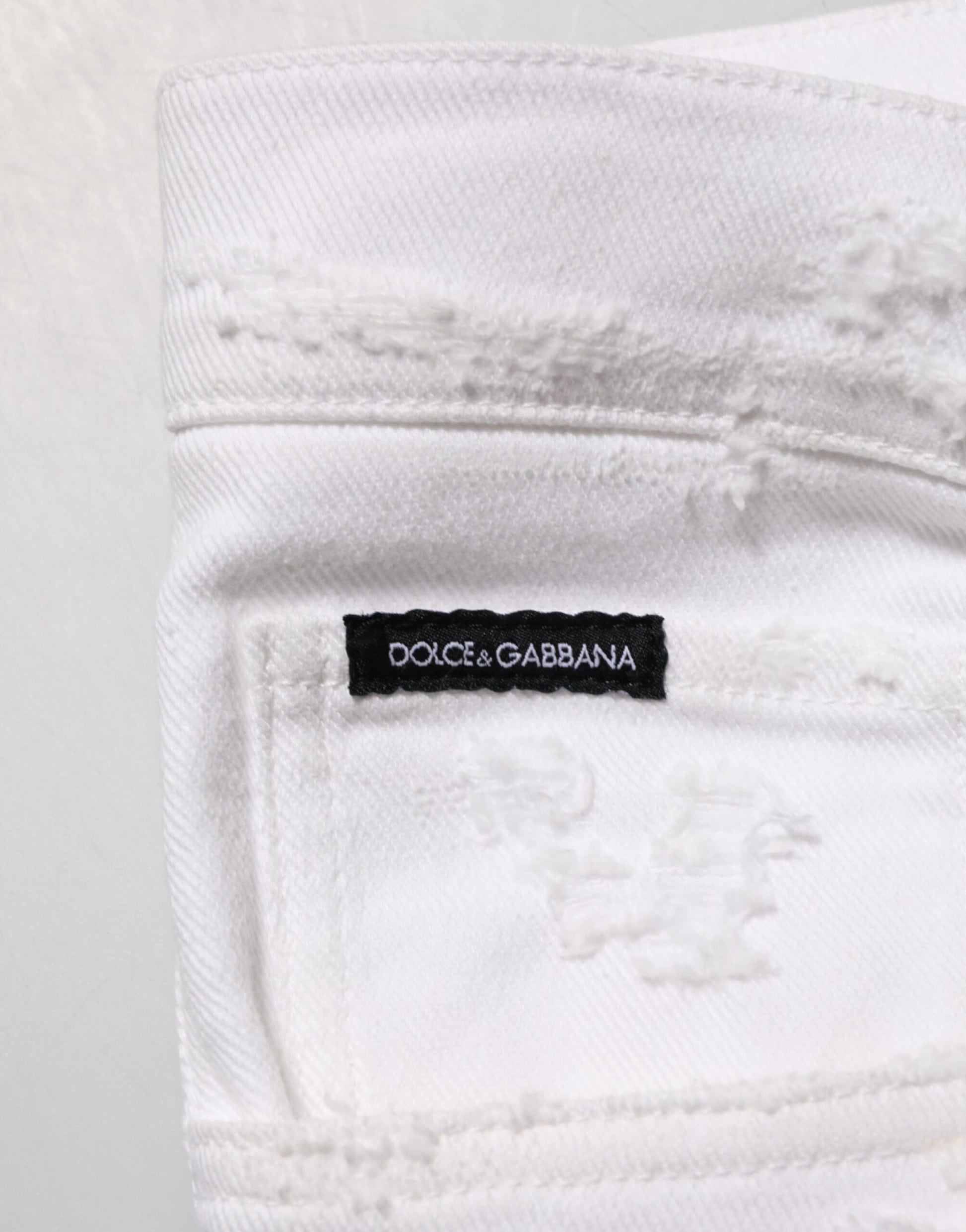 Dolce & Gabbana White Distressed Ripped Denim Trouser Jeans Dolce & Gabbana