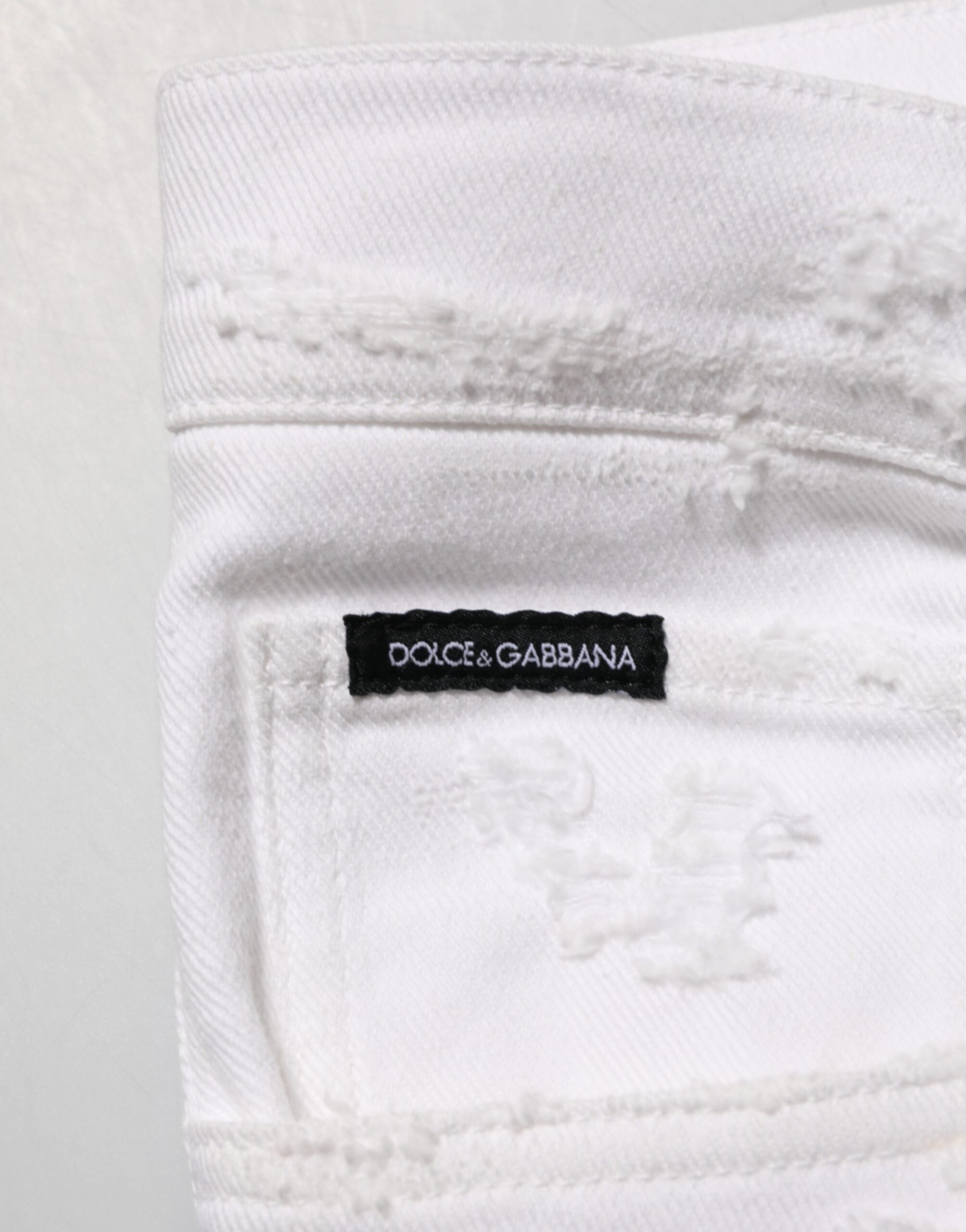 Dolce & Gabbana White Distressed Ripped Denim Trouser Jeans Dolce & Gabbana