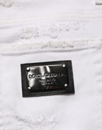 Dolce & Gabbana White Distressed Ripped Denim Trouser Jeans Dolce & Gabbana