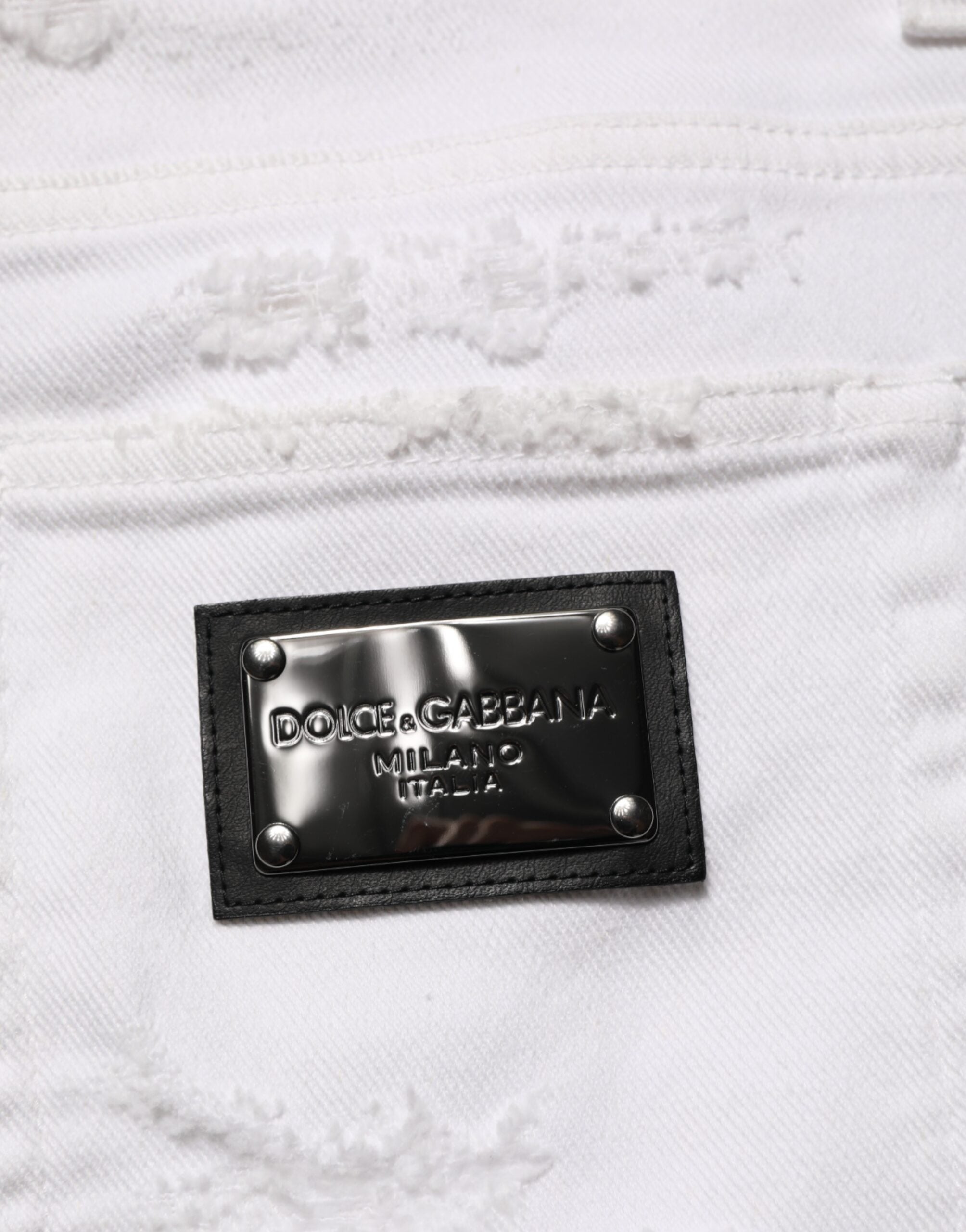 Dolce & Gabbana White Distressed Ripped Denim Trouser Jeans Dolce & Gabbana