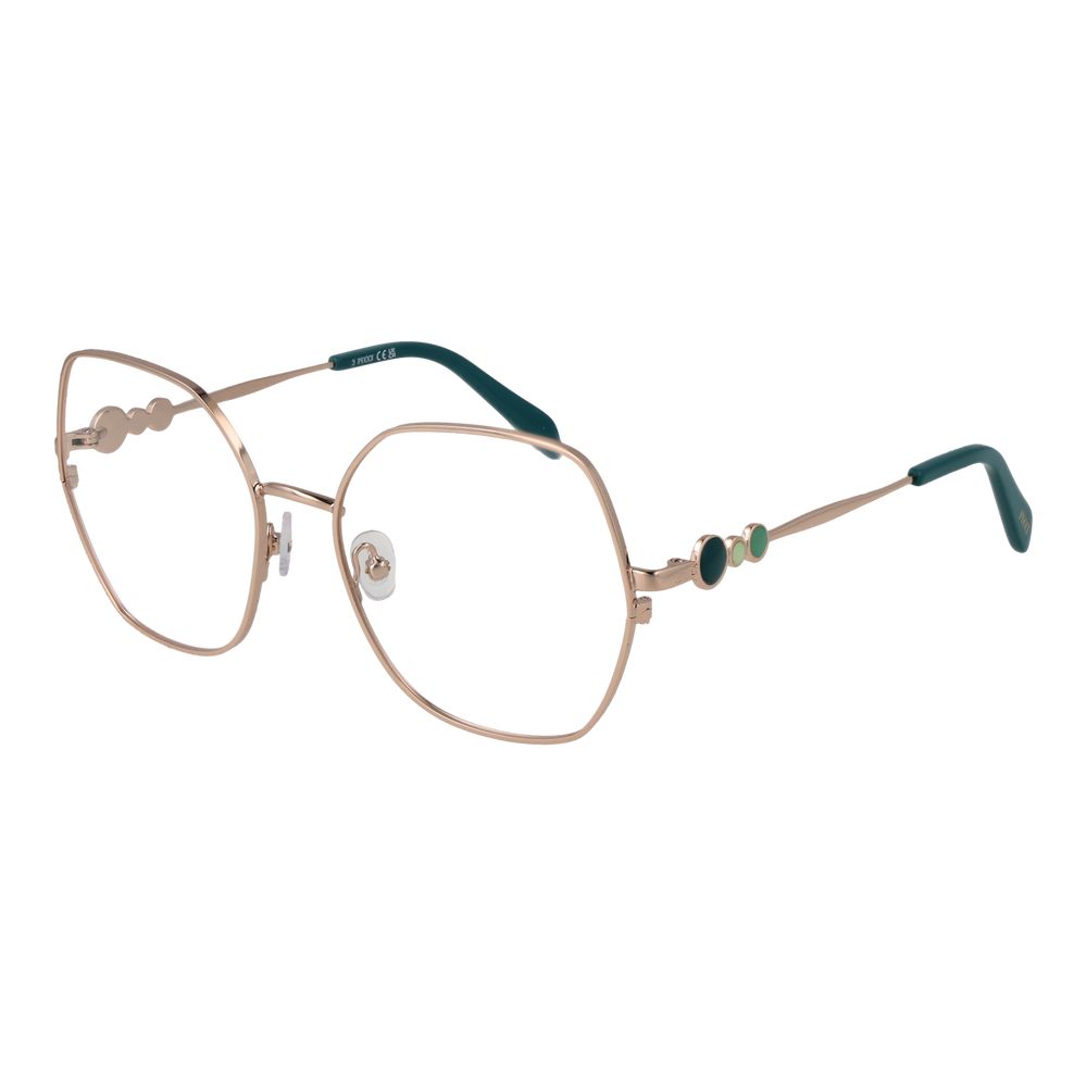Elegant Emilio Pucci rose gold metal glasses frames with clear glass lenses, showcasing a stylish and sophisticated design.