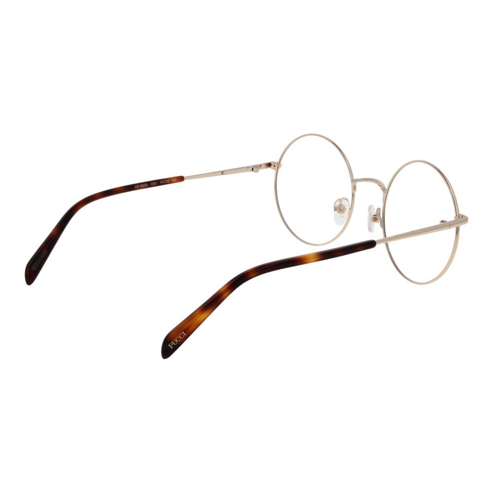 Emilio Pucci gold metal glasses frames with clear lenses, stylish and lightweight eyewear for a modern look