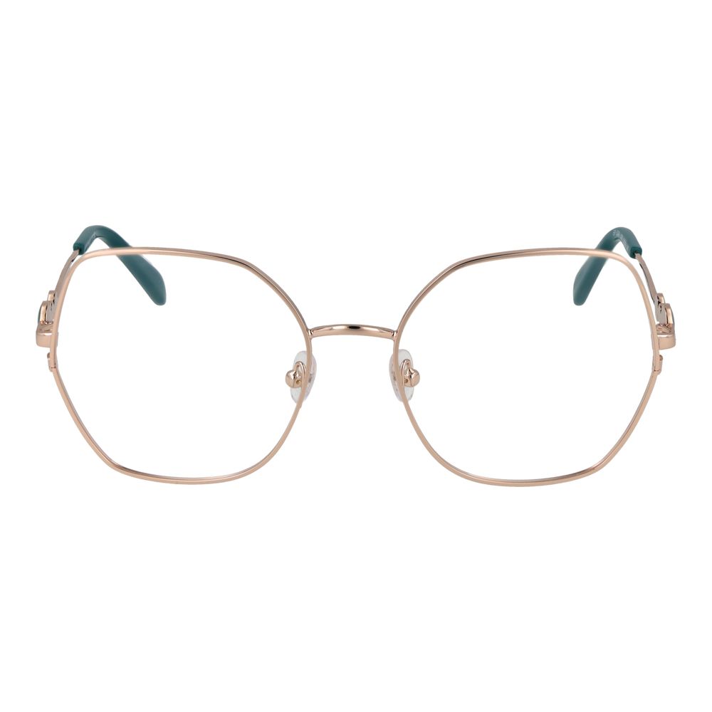 Emilio Pucci rose gold metal glasses frames with clear glass lenses, stylish and elegant eyewear accessory.