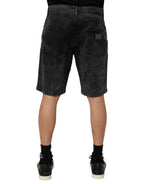 Dolce & Gabbana Black Cotton Mid Waist Denim Men Bermuda Short Dolce & Gabbana
