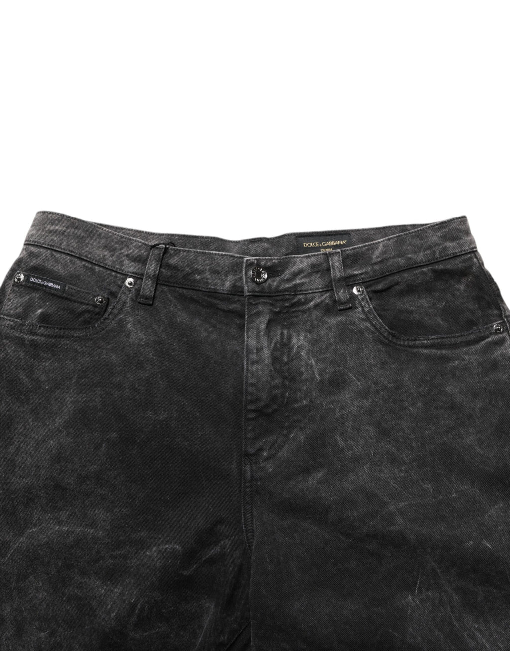 Dolce & Gabbana Black Cotton Mid Waist Denim Men Bermuda Short Dolce & Gabbana
