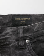 Dolce & Gabbana Black Cotton Mid Waist Denim Men Bermuda Short Dolce & Gabbana