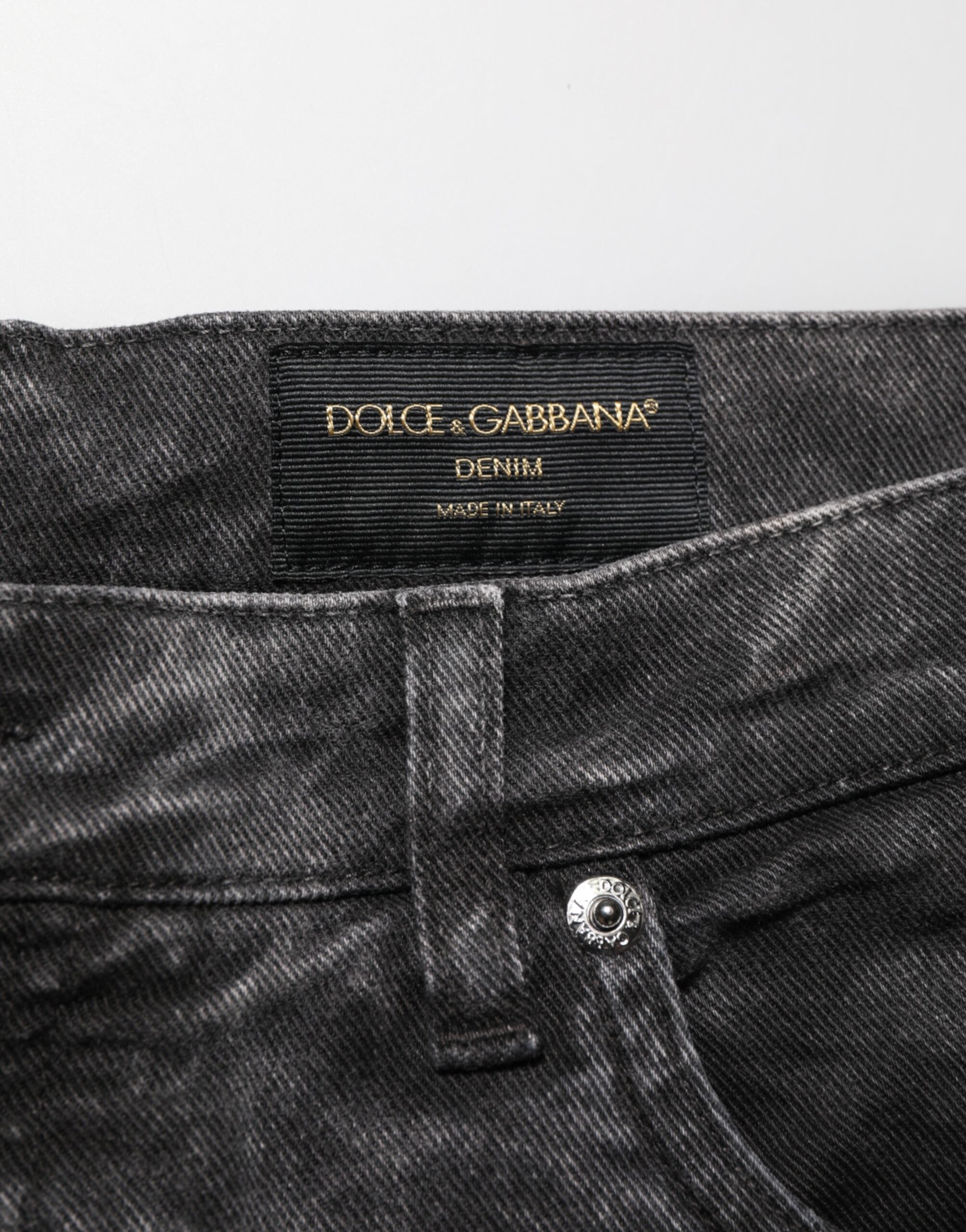 Dolce & Gabbana Black Cotton Mid Waist Denim Men Bermuda Short Dolce & Gabbana
