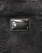 Dolce & Gabbana Black Cotton Mid Waist Denim Men Bermuda Short Dolce & Gabbana