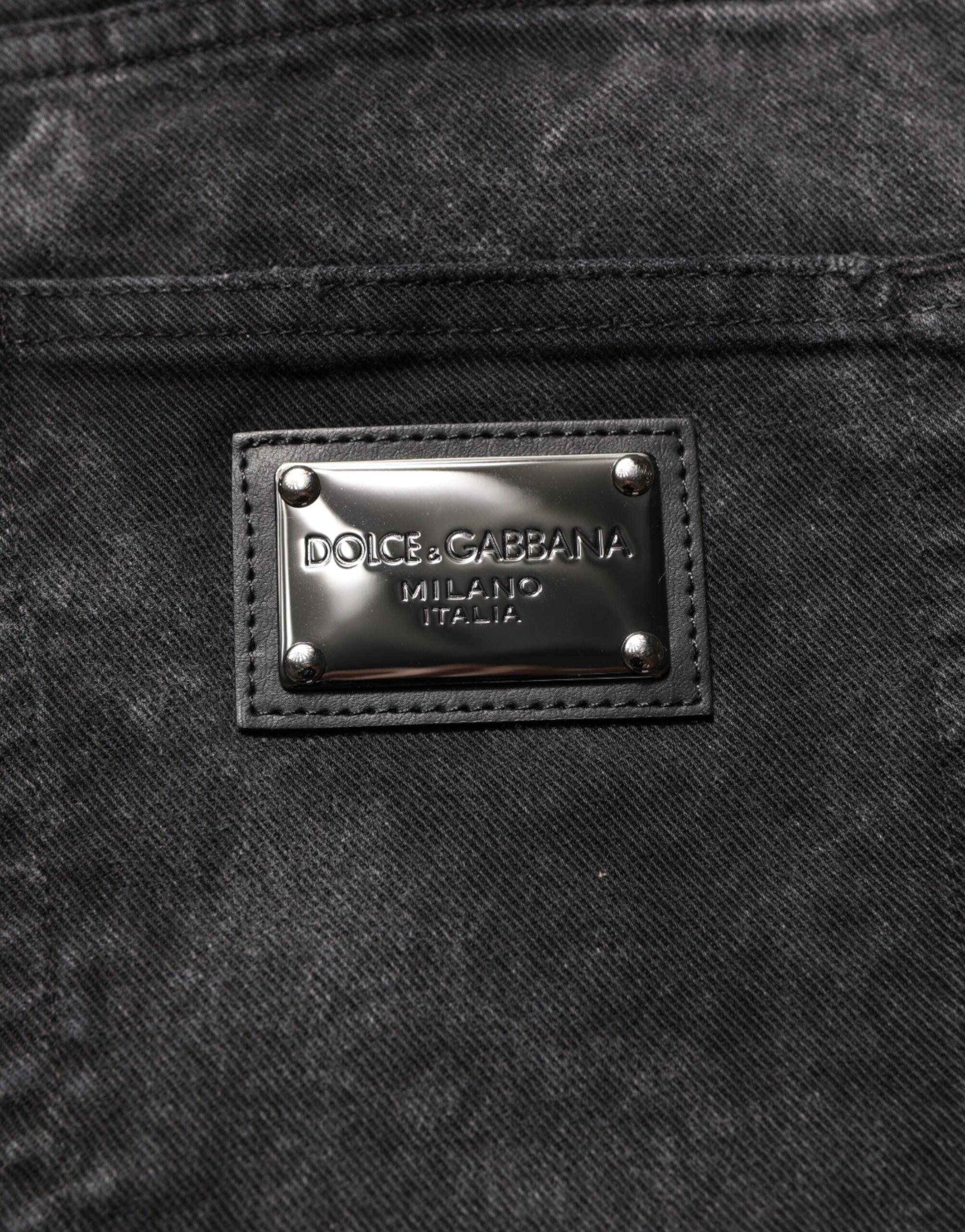 Dolce & Gabbana Black Cotton Mid Waist Denim Men Bermuda Short Dolce & Gabbana