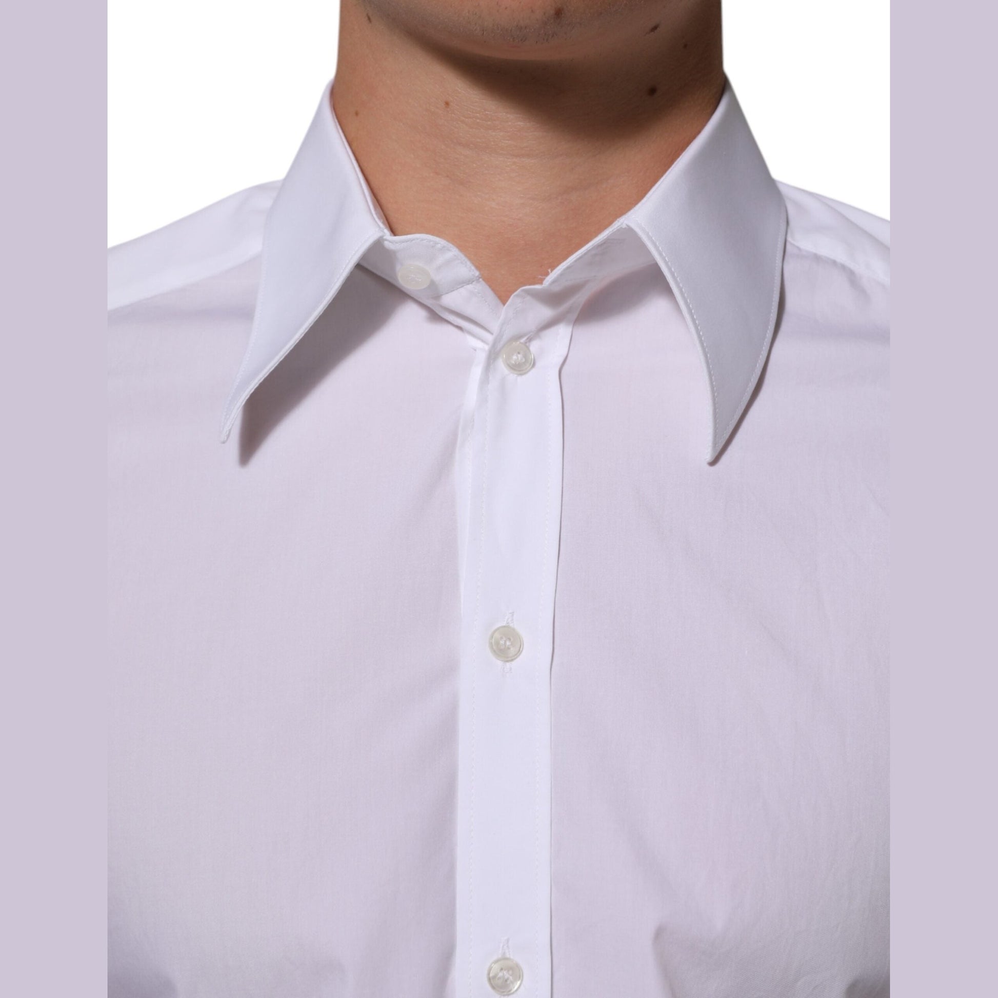 Dolce & Gabbana White Cotton MARTINI Men Formal Dress Shirt