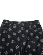 Dolce & Gabbana Black Monogram Denim Cargo Men Bermuda Short Dolce & Gabbana