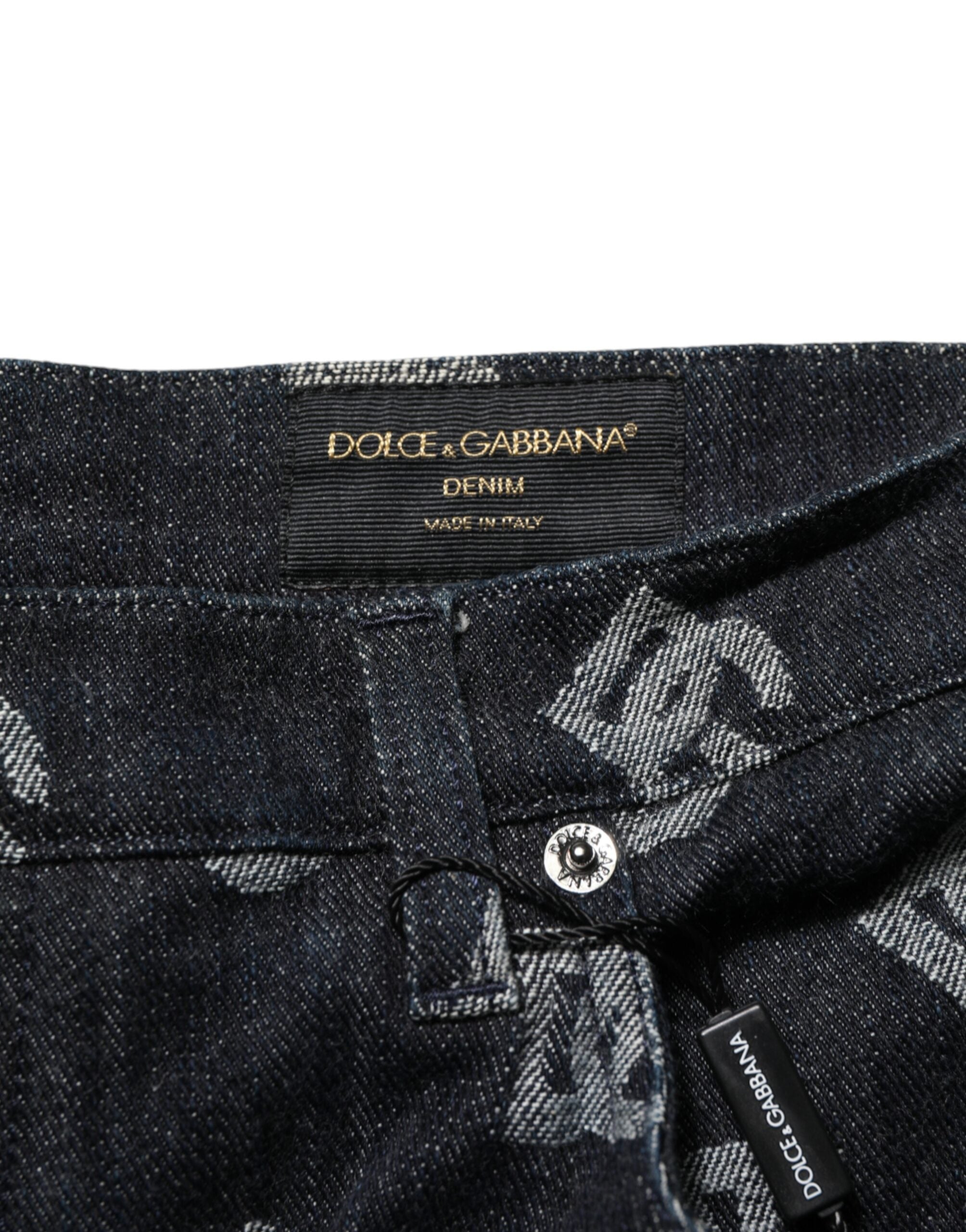 Dolce & Gabbana Black Monogram Denim Cargo Men Bermuda Short Dolce & Gabbana