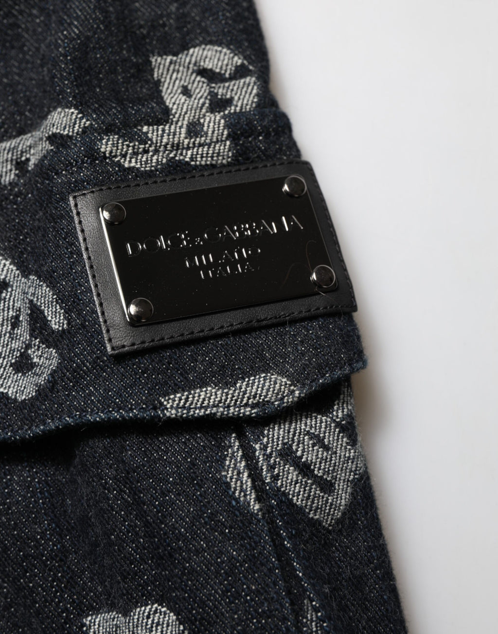 Dolce & Gabbana Black Monogram Denim Cargo Men Bermuda Short Dolce & Gabbana