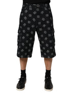 Dolce & Gabbana Black Monogram Denim Cargo Men Bermuda Short Dolce & Gabbana