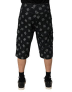 Dolce & Gabbana Black Monogram Denim Cargo Men Bermuda Short Dolce & Gabbana