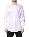 Dolce & Gabbana White Cotton Collared GOLD FormalDress Shirt Dolce & Gabbana