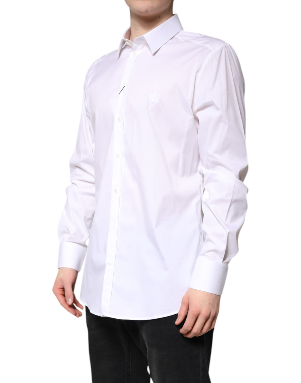 Dolce & Gabbana White Cotton Collared GOLD FormalDress Shirt Dolce & Gabbana